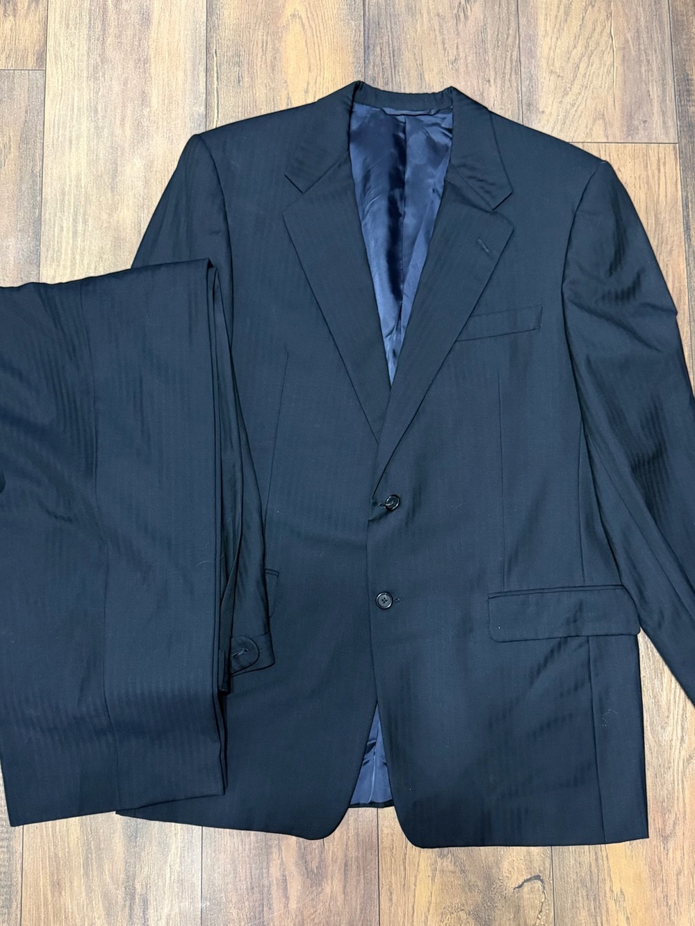 Hickey Freeman Navy Pinstripe Two-Piece Suit